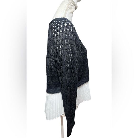 Maeve Layered Crochet and Pleated sweater blouse - Picture 4 of 7